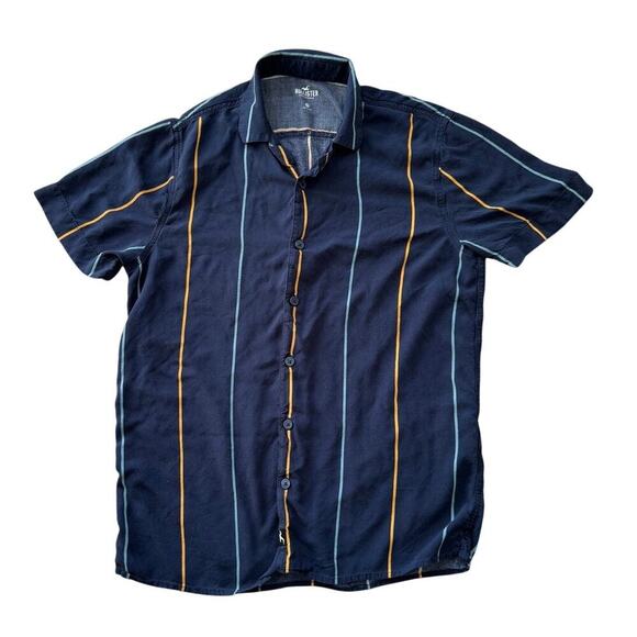Hollister CA Button up, short sleeve, striped shirt, size Men's MED, Lightweight - Picture 1 of 7